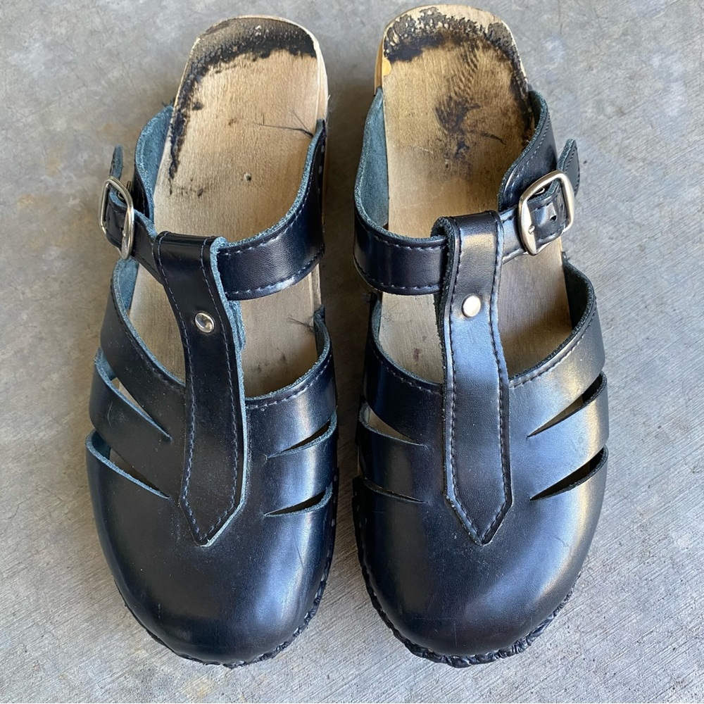 Troentorp Mary Jane Clogs Black Leather 39